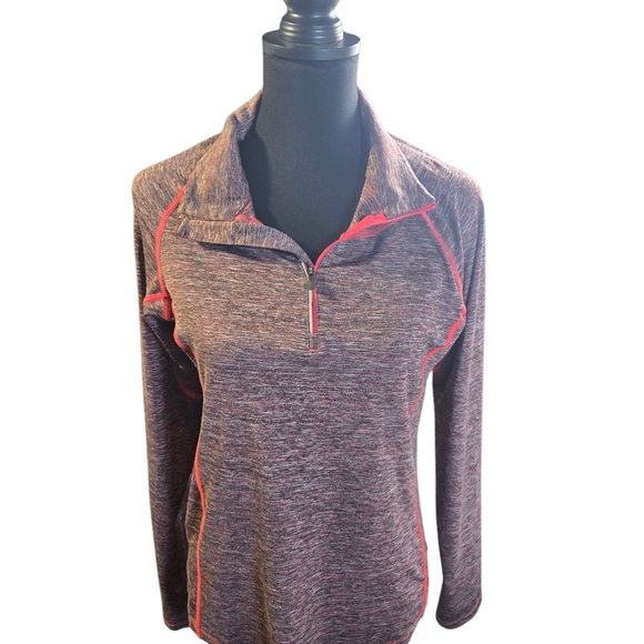 Columbia Tops - Women's Columbia Heathered Red Quarter-Zip Top Sz Medium